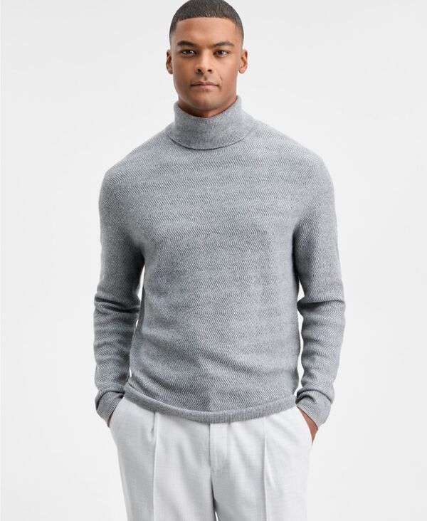 アルファニ メンズ アウター ニット・セータートルネック Alfani Mens Textured ZigZag Turtleneck Sweater Cement Gray グレー