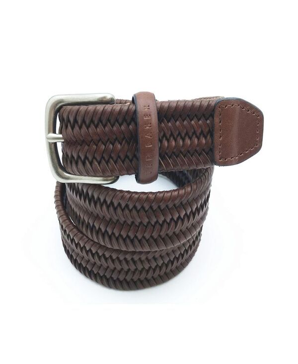 テッドベーカー メンズ アクセサリー ベルト レザー Ted Baker Mens Dress Braided Leather Belt Brown ブラウン