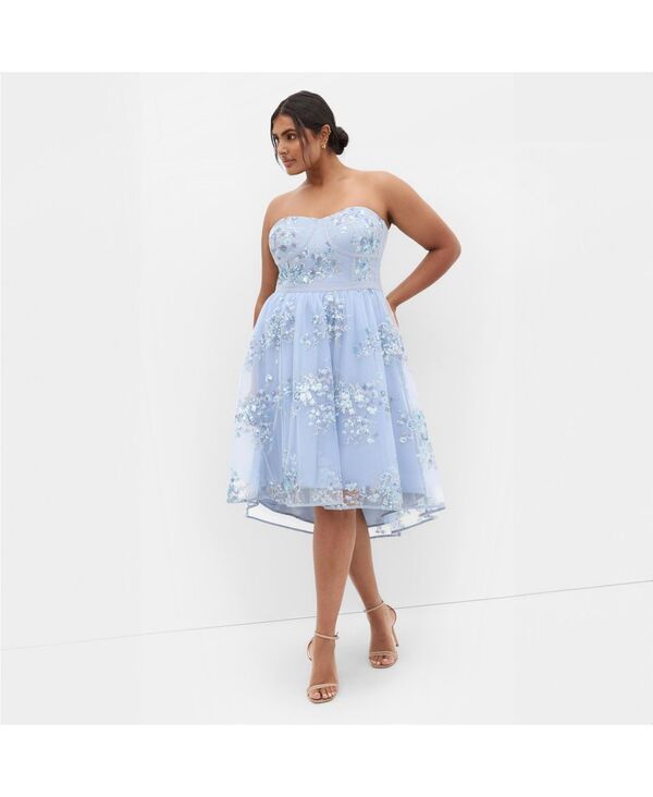 シティーシック レディース トップス ワンピース チュール プラスサイズ ストラップレス CITY CHIC Plus Size Ambrosia Strapless Tulle Dress Soft blue ブルー
