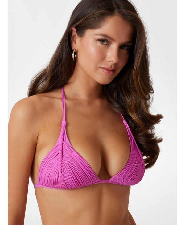 ゲス レディース アンダーウェア ブラジャー GUESS Womens Braided Triangle Bikini Top Carnation coral pink ピンク