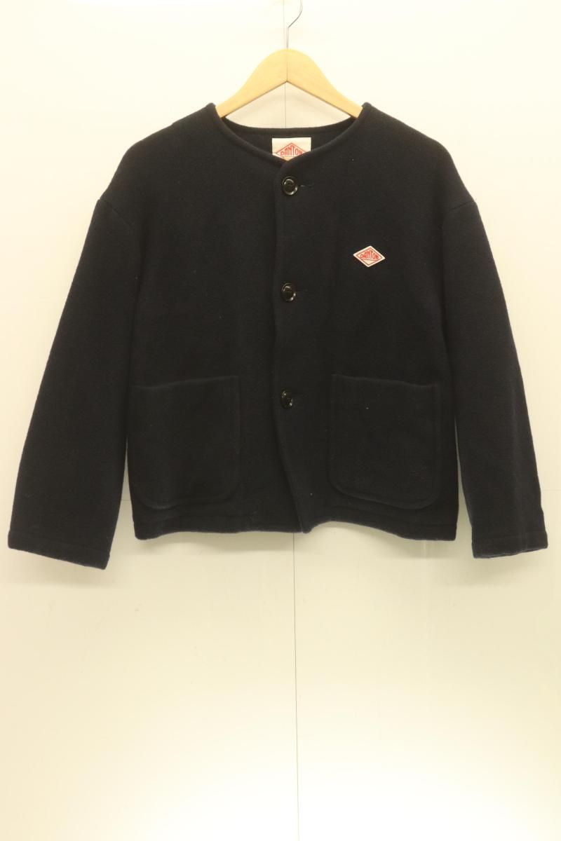 【中古】 Danton レディースジャケット 38 WOOL LIGHT PILE COLLARLESS JACKET Danton 38 紺 ネイビー