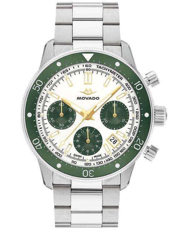 モバド メンズ アクセサリー 腕時計 Tシャツ Movado Mens Super Sub Sea Alta Swiss AutomaticChronograph Dura Steel 904L Watch 43mm Silvertone シルバー