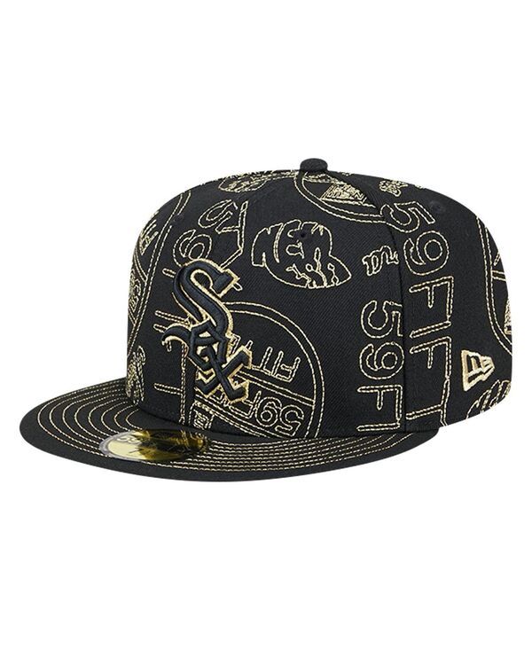 ニューエラ メンズ アクセサリー 帽子 New Era Mens Black Chicago White Sox 59FIFTY Day Allover Fitted Hat Black ブラック
