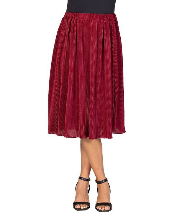 24 セブンコンフォート レディース ボトムス スカート プリーツ ミディ 24seven Comfort Apparel Womens Elegant Pleated Elastic Waist Party Midi Skirt Wine ワイン