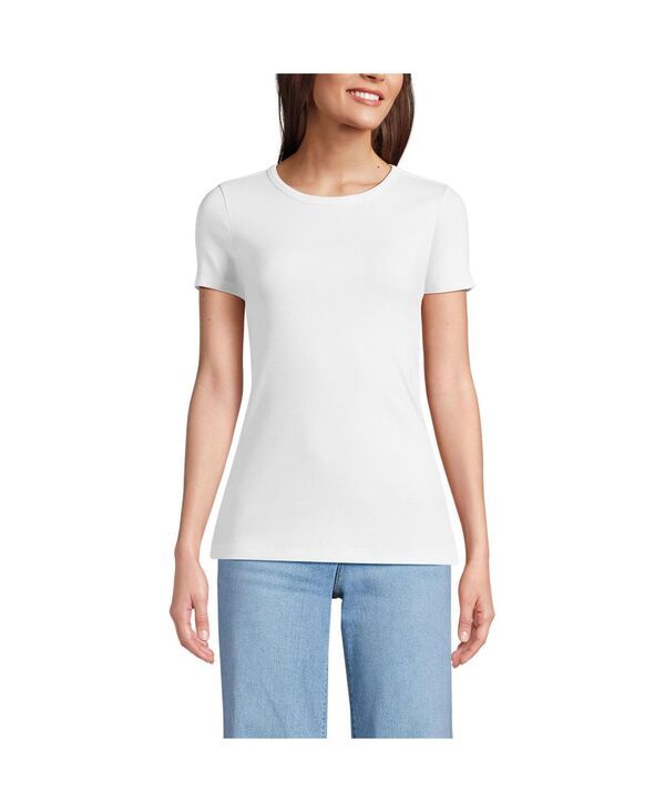 ランズエンド レディース トップス Tシャツ トール シャツ Lands End Womens Tall Micro Rib TShirt White ホワイト