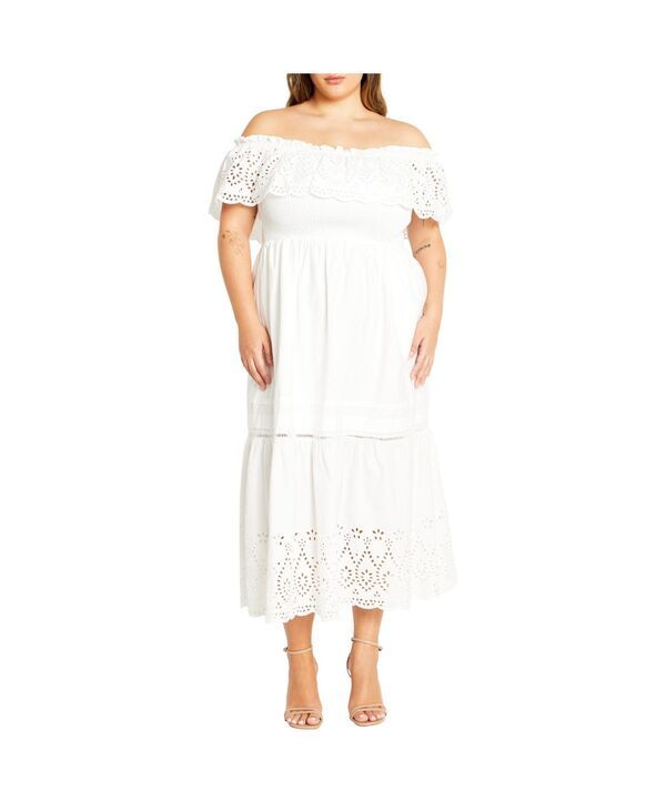 シティーシック レディース トップス ワンピース プラスサイズ CITY CHIC Plus Size Jayde Dress Ivory アイボリー