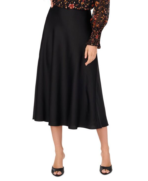 セセ レディース ボトムス スカート A ライン ミディ サテン CeCe Womens Aline SideZip Satin Midi Skirt Rich Black ブラック