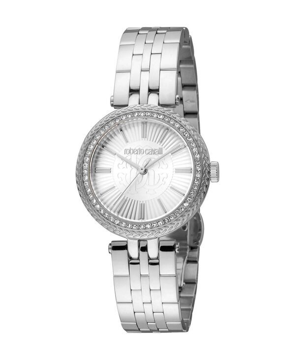 ロベルトカヴァリ レディース アクセサリー 腕時計 Tシャツ Roberto Cavalli Womens Quartz Silvertone Stainless Steel Watch 30mm Silver シルバー