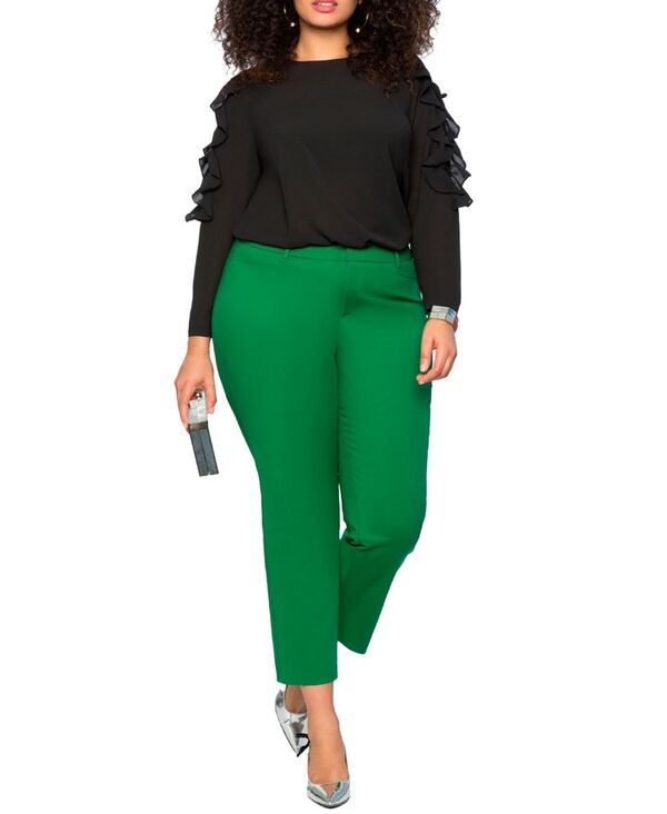 エロクイ レディース ボトムス カジュアルパンツ プラスサイズ ELOQUII Plus Size Kady Fit DoubleWeave Pant Verdant green グリーン