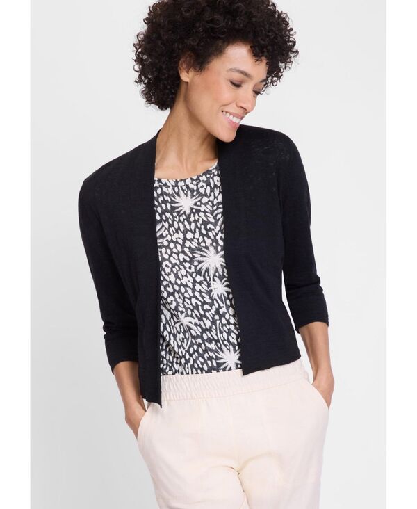 オルセン レディース アウター ニット・セーター カーディガン クロップド Olsen Womens Cropped Cardigan with Waist Tie Black ブラック
