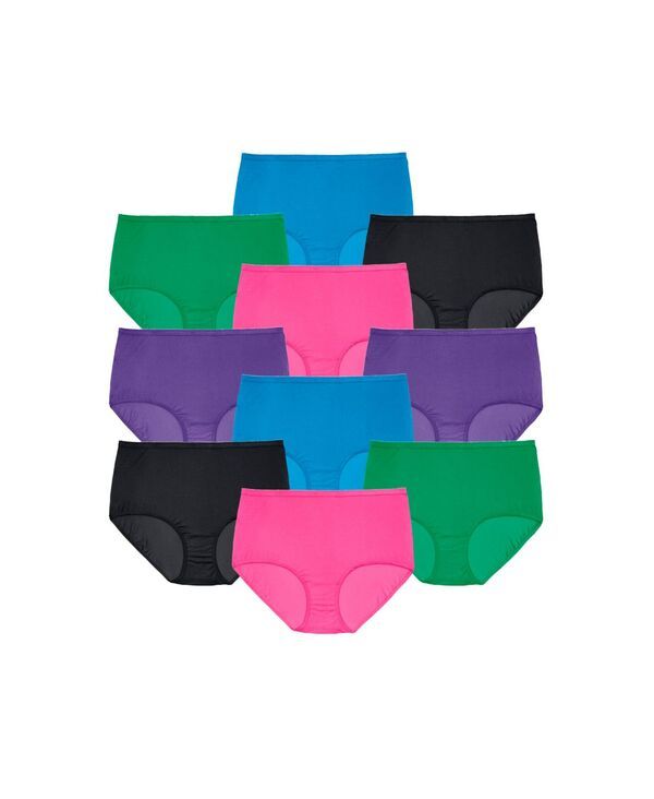 コンフォート チョイス レディース アンダーウェア パンツ プラスサイズ コットン Comfort Choice Plus Size Cotton Brief 10Pack Bright pack