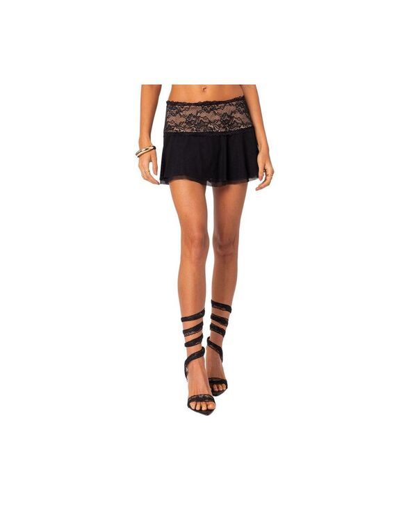 アディクテッド レディース ボトムス スカート ミニ メッシュ レース Edikted Womens Mesh Lace Mini Skirt Black ブラック