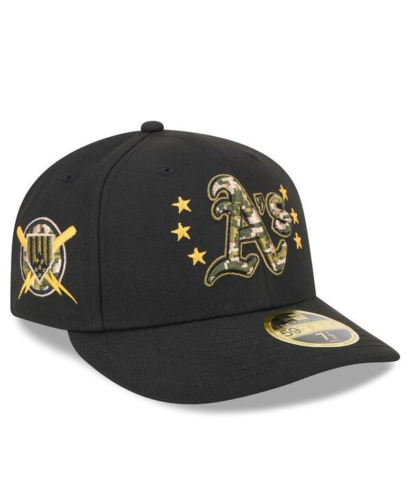 ニューエラ メンズ アクセサリー 帽子 New Era Mens Black Oakland Athletics 2024 Armed Forces Day Low Profile 59FIFTY Fitted Hat Black ブラック