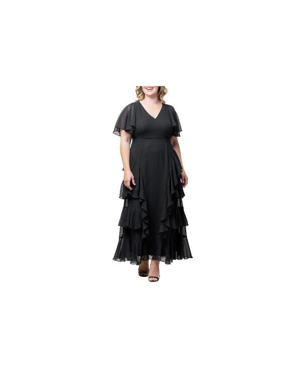 キヨナ レディース トップス ワンピース プラスサイズ Kiyonna Plus Size Tour de Flounce Evening Gown Onyx