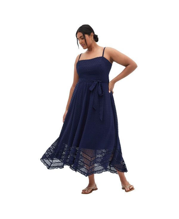 シティーシック レディース トップス ワンピース プラスサイズ CITY CHIC Plus Size Flirty Nature Dress Navy ネイビー