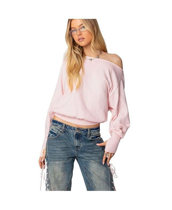アディクテッド レディース アウター ニット・セーター Edikted Womens Off Shoulder Oversized Sweater Lightpink ピンク