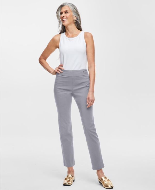 ジェイエムコレクション レディース ボトムス カジュアルパンツ パンツ JM Collection Womens StuddedRivet Pants Regular Short Lengths PP4X Lunar Grey グレー