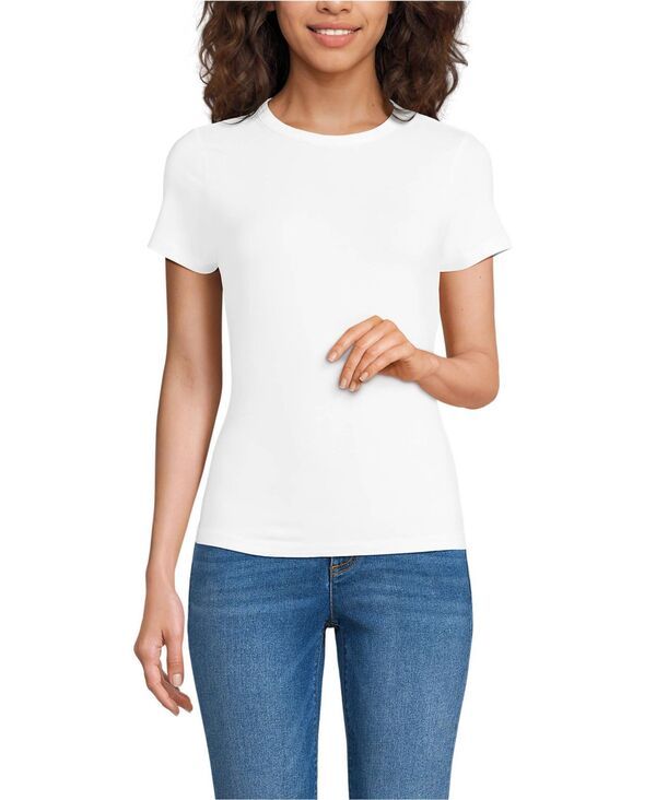 ランズエンド レディース トップス シャツ クルーネック Tシャツ Lands End Womens Short Sleeve Cooling Crew Neck TShirt White ホワイト