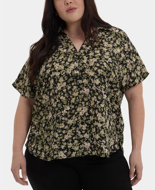 エヌワイディージェイ レディース トップス シャツ プラスサイズ NYDJ Plus Size Becky Short Sleeve Pullover Top Granada Garden