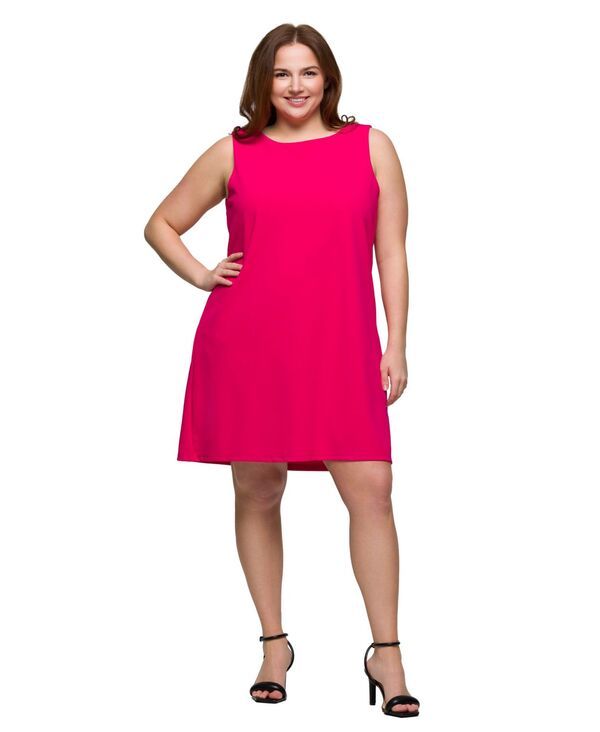 24 セブンコンフォート レディース トップス ワンピース プラスサイズ ミニ ノースリーブ 24seven Comfort Apparel Plus Size Sleeveless Mini Shift Dress Pink ピンク 14,235円