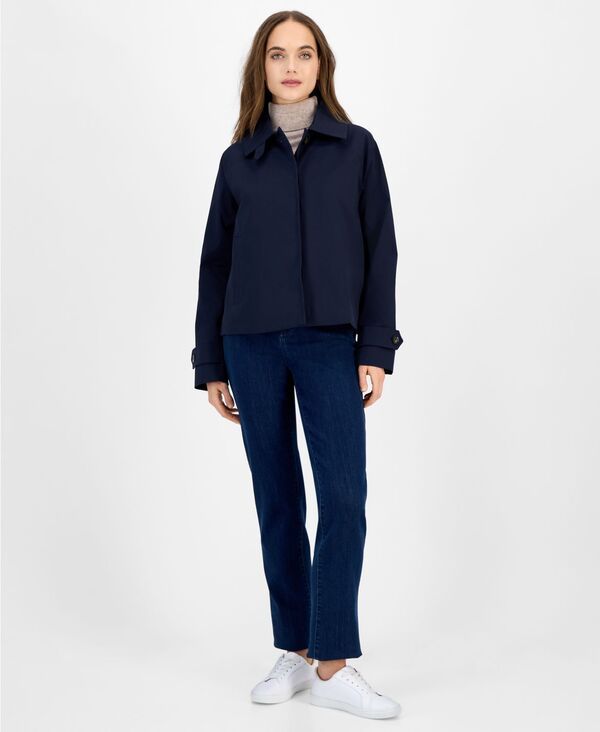 ロンドンフォグ レディース アウター ジャケット・ブルゾン コート London Fog Womens Short SingleBreasted Trench Coat Navy ネイビー