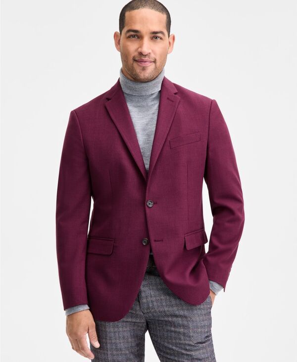 ケネスコール メンズ アウター ジャケット・ブルゾン コート Kenneth Cole Reaction Mens SlimFit TechniCole Solid Weave Sport Coat Burgundy バーガンディ