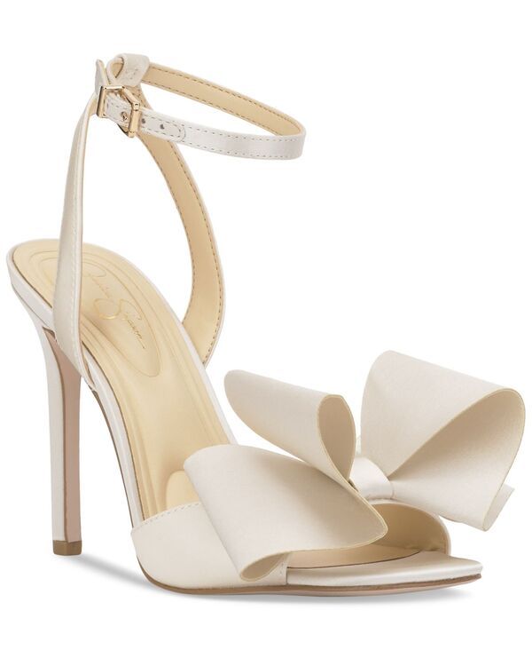 ジェシカシンプソン レディース シューズ サンダル ヒール Jessica Simpson Womens Olivine Bow HighHeel Stiletto Dress Sandals Ivory Satin アイボリー