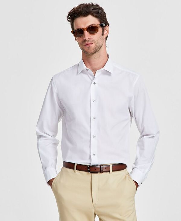 アルファニ メンズ トップス シャツ Alfani Mens SlimFit Solid Dress Shirt Bright White ホワイト