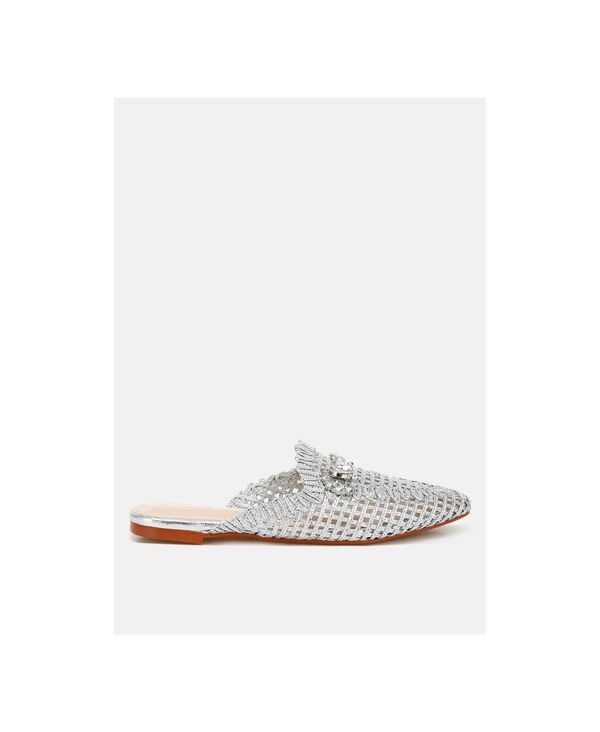 ロンドンラグ レディース シューズ サンダル トール London Rag Roboma Metallic Woven Diamante Mules Silver シルバー