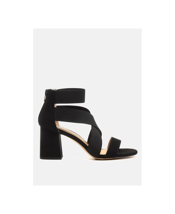 ロンドンラグ レディース シューズ サンダル ヒール London Rag Benicia Elastic Strappy Block Heel Sandals Black ブラック