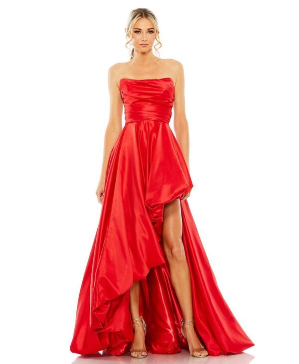 マックダガル レディース トップス ワンピース ストラップレス Mac Duggal Womens Strapless Rouched Gown Red レッド