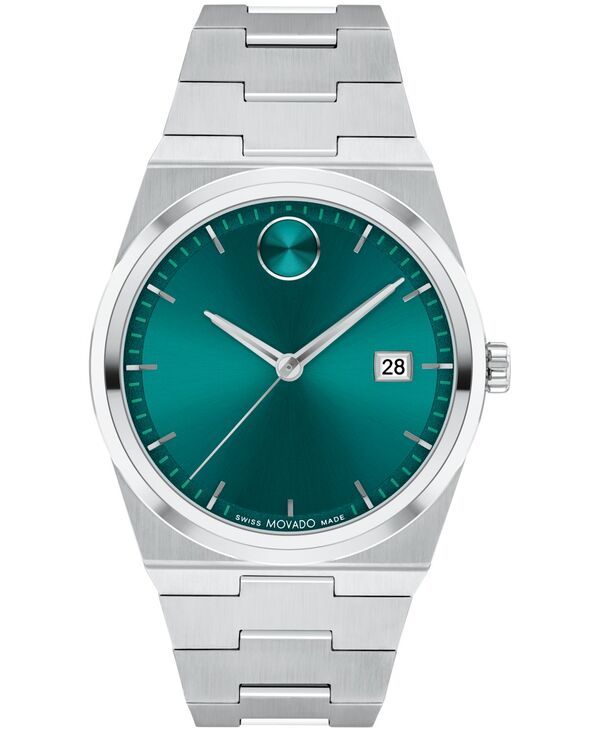 モバド メンズ アクセサリー 腕時計 Tシャツ Movado Mens Quest Swiss Quartz Stainless Steel 40mm Watch Silvertone シルバー