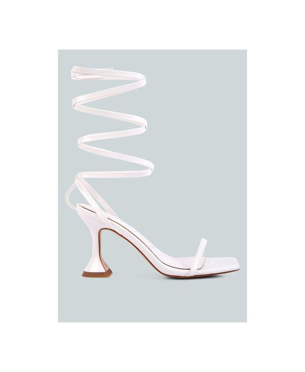 ロンドンラグ レディース シューズ サンダル ヒール London Rag Womens Lewk Strappy Tie Up Spool Heel Sandals White ホワイト