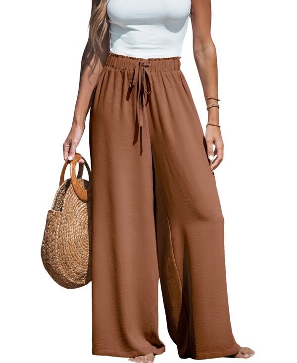 カップシー レディース ボトムス カジュアルパンツ パンツ CUPSHE Womens Summer Lovin Drawstring WideLeg Pants Medium brown ブラウン
