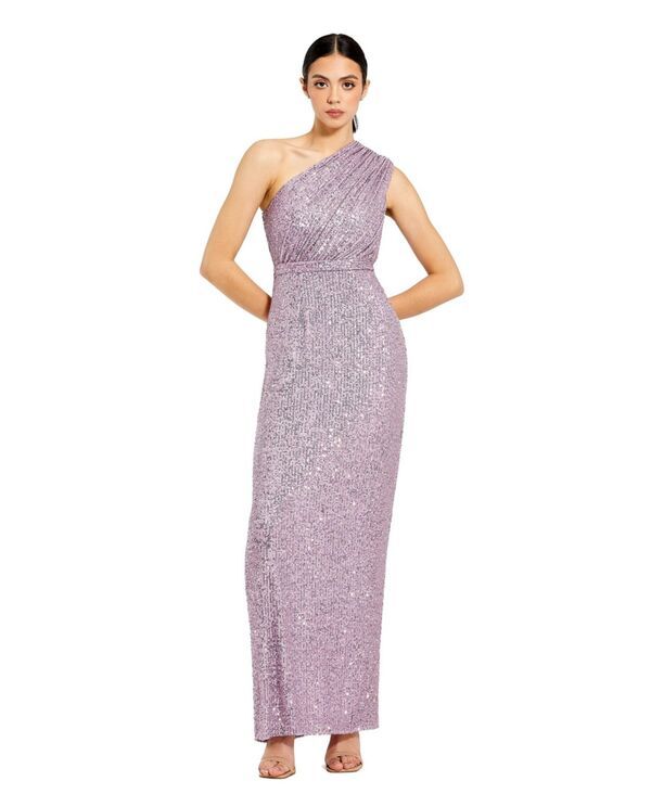 マックダガル レディース トップス ワンピース ギャザー スパンコール Mac Duggal Womens Ieena Sequined Ruched One Shoulder Gown Lilac ライラック