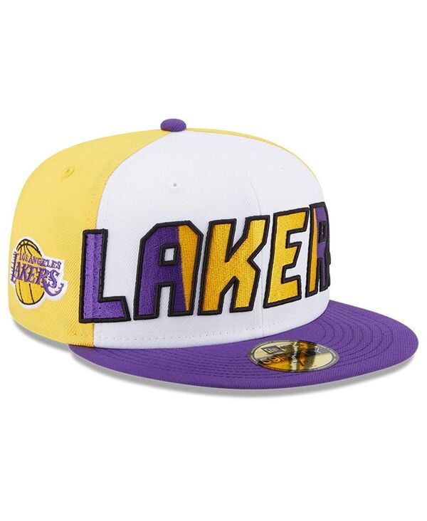 ニューエラ メンズ アクセサリー 帽子 New Era Mens White Purple Los Angeles Lakers Back Half 9FIFTY Fitted Hat White Purple ホワイト