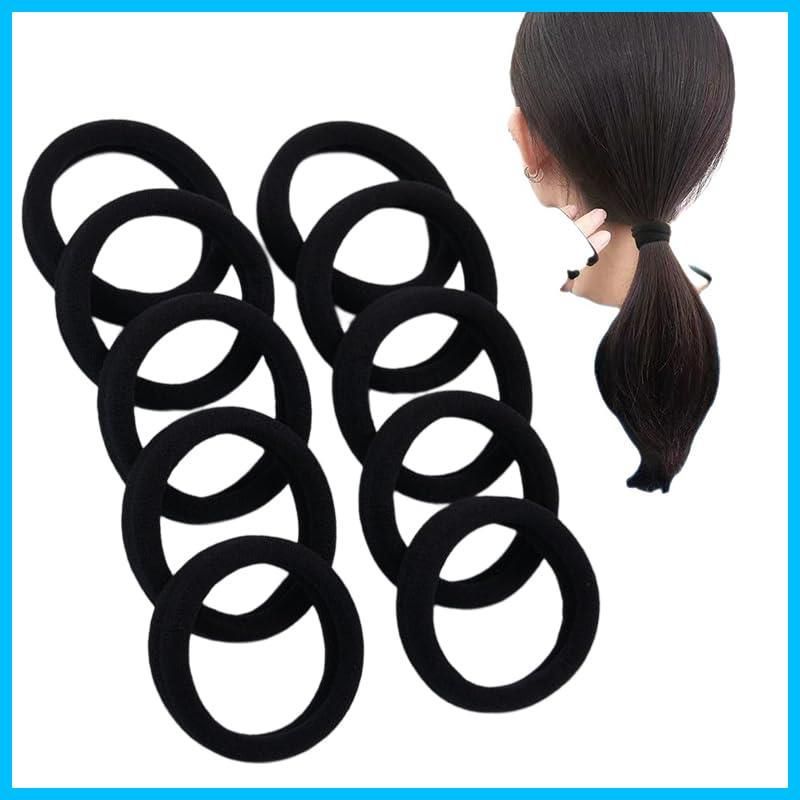 【特価セール】跡がつかないヘアゴム 大人 ポニーテール 輪ゴム リングゴム 高い弾力 髪留め 黒 太い ブラック 女性 ヘアゴム おしゃれ ヘアアクセ 小物 LIKENNY 切れないゴム 外径4cm (10個セット)