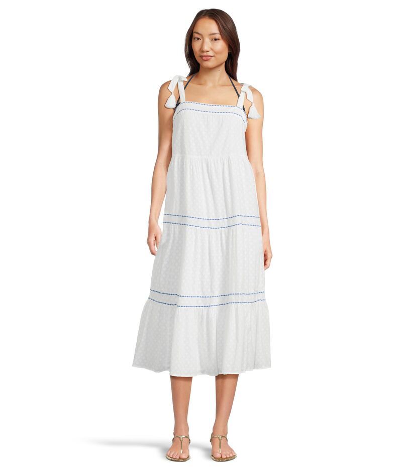 トッミーバハマ レディース トップス ワンピース ティアード ミディ コットン Tommy Bahama Cotton Clip Sq Neck Tiered Midi White ホワイト