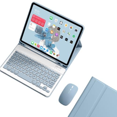 マウス付き Xiaomi Redmi Pad SE 11インチ キーボードケース ペン収納可能 可愛い カラーキーボード シャオミ Xiaomi Redmi Pad SE キーボード ケース,霧ブルー