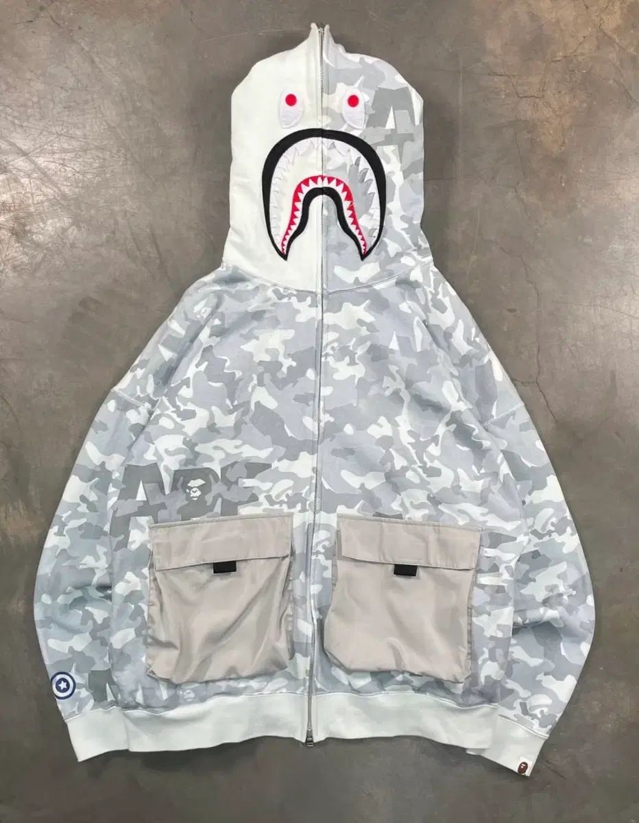 BAPE シャーク カモフラージュ ポケット フードジップアップ