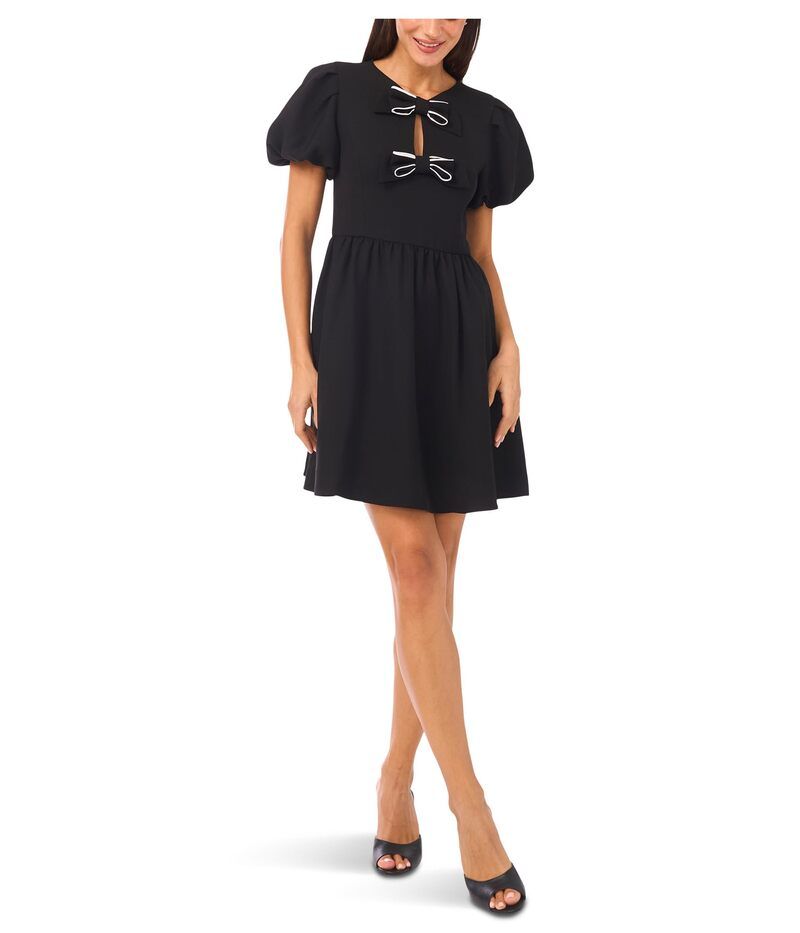 セセ レディース トップス ワンピース CeCe Short Puff Sleeve Bow Dress Rich Black ブラック