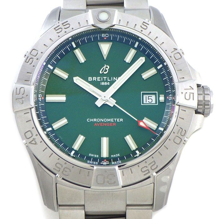 ブライトリング Breitling 腕時計 アベンジャー オートマチック42 A17328/A17328101L1A1 グリーン文字盤 デイト 夜光針/インデックス 回転ベゼル SS 自動巻き 【箱・保付き】 【中古】