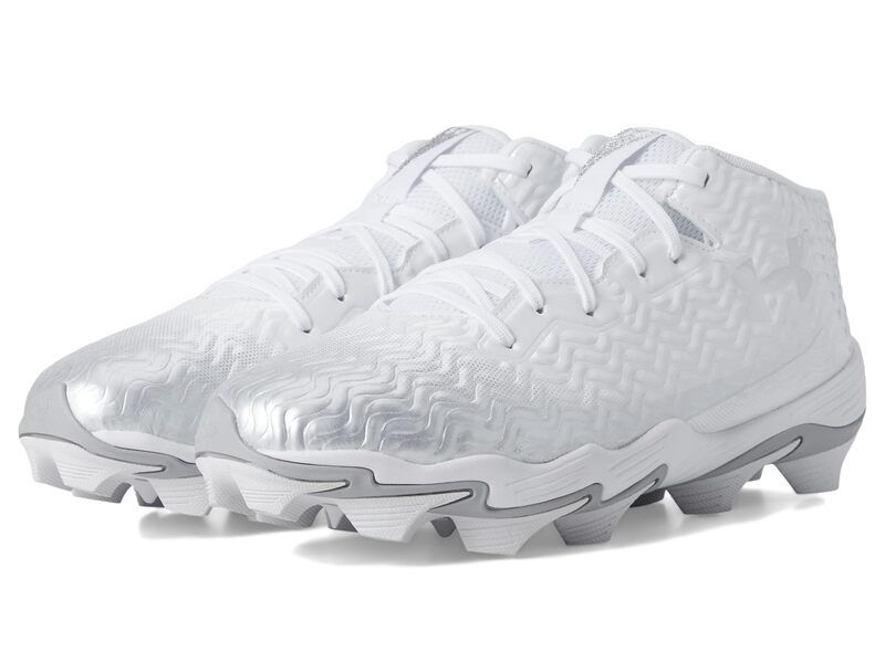 アンダーアーマー メンズ シューズ スニーカー Under Armour Spotlight HammerM Football Cleats WhiteMetallic ホワイト