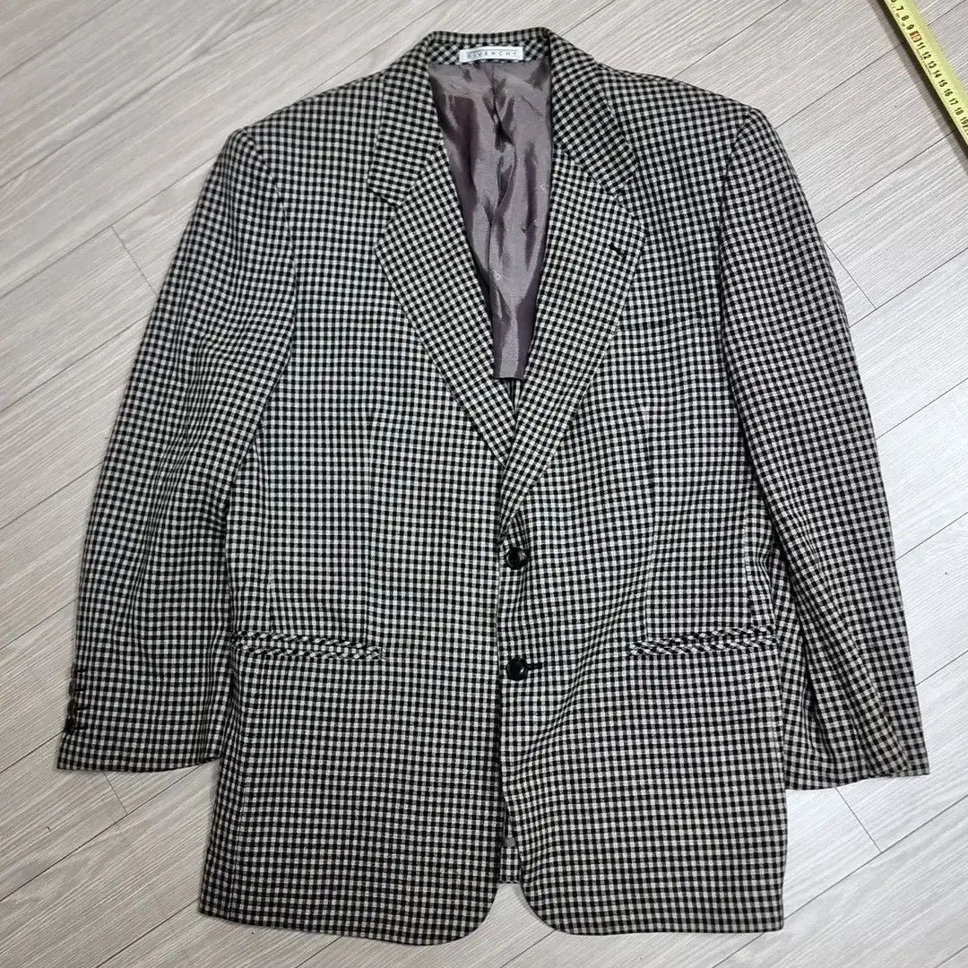 80s ヴィンテージ レトロ Givenchy ジバンシィ ギンガム CHECK ジャケット ブラック ホワイト(100)
