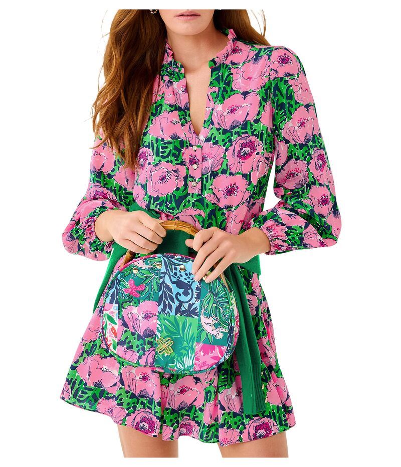 リリーピュリッツァー レディース トップス ワンピース シルク Lilly Pulitzer Evaline Silk Dress Low Tide Navy ネイビー