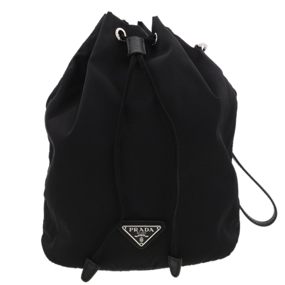PRADA プラダ Re-Nylon ポーチ ハンドバッグ 1NS369 レディース ナイロン ブラック シルバー金具 中古
