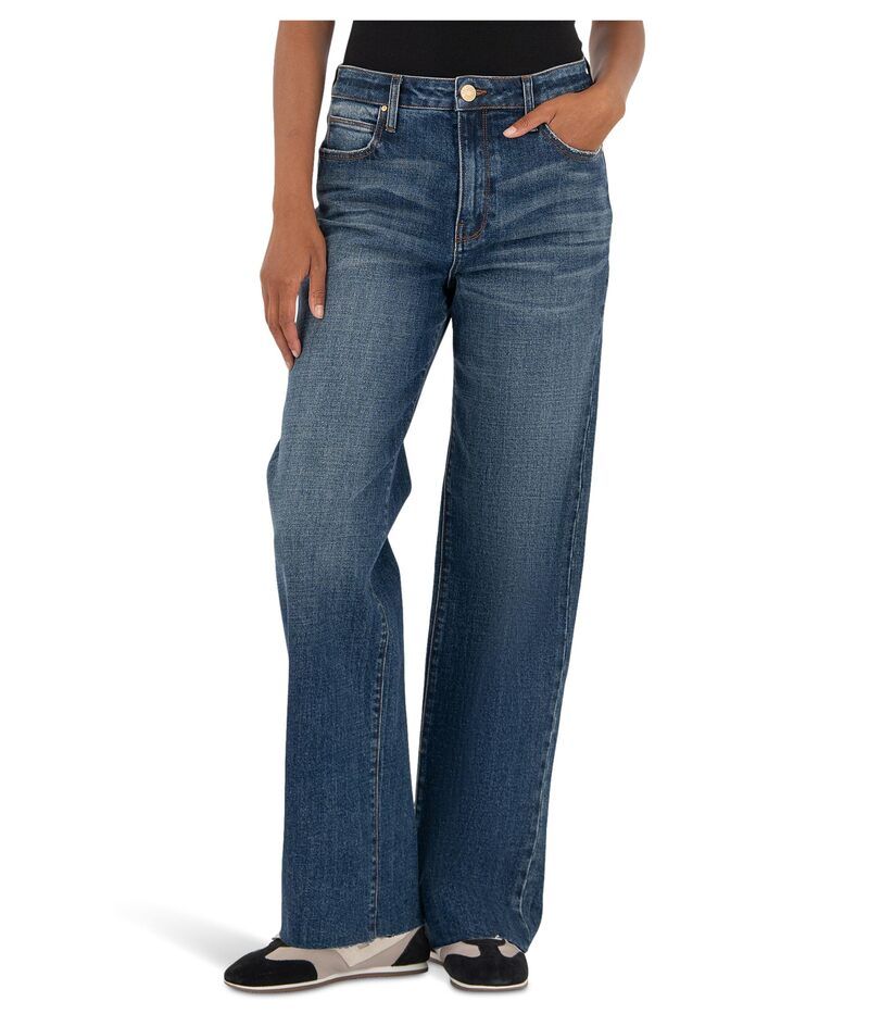 カットフロムザクロス レディース ボトムス デニムパンツ ストレート KUT from the Kloth Sienna Highrise Straight Leg5 Pockets With Raw Hem In Wise