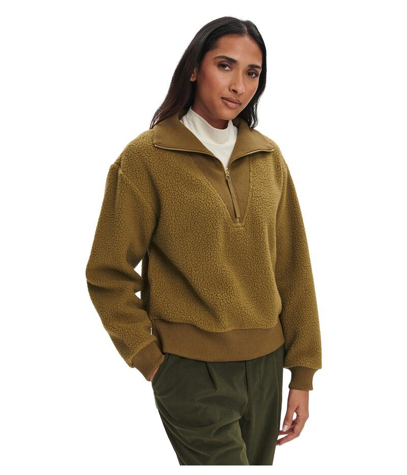バーレイ レディース アウター パーカー・スウェット フリース Varley Jaylin 12 Zip Fleece Olive Leaf オリーブ