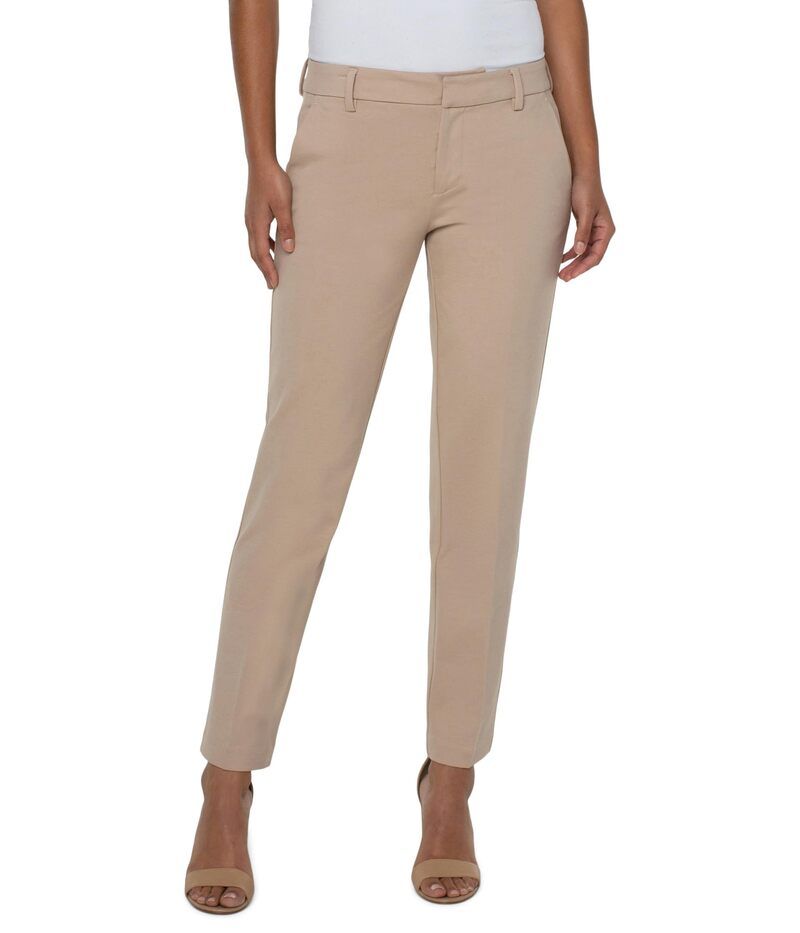 リヴァプール ロサンゼルス レディース ボトムス カジュアルパンツ ニット Liverpoolos Angeles Kelsey Slim Leg Trousers in Super Stretch Ponte Knit Biscuitan タン