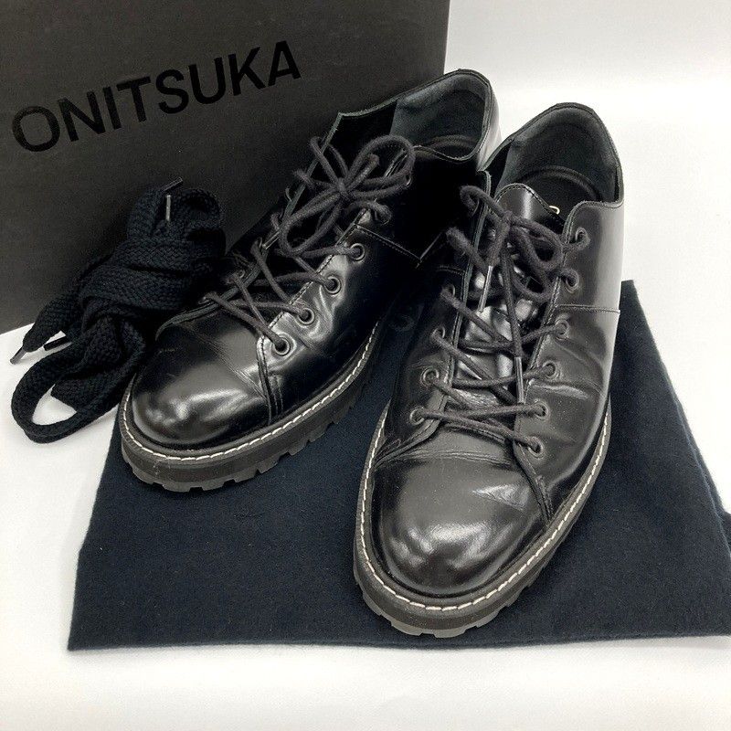 Onitsuka Tiger オニツカタイガー THE ONITSUKA ジ・オニツカ レースアップ・ロー 1181A513 ドレスシューズ カウレザー 神戸牛革 カジュアル 26cm メンズ ブラック 靴 ★SS175